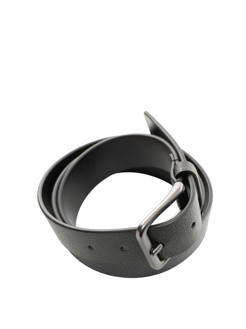 CASUAL PIN BUCKLE Lederg&uuml;rtel Schwarz / mattes Anthrazit - G&uuml;rtel