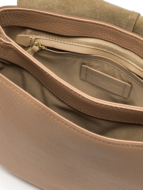 HELENA ROUND Kleine Umh&auml;ngetasche aus Leder Ton - Damentaschen