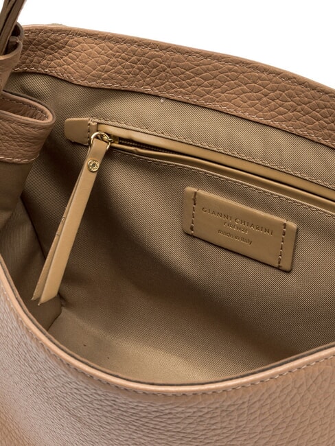 CECILE Schultertasche aus geh&auml;mmertem Leder Ton - Damentaschen