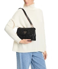 GUESS CRESIDIA II Umh&auml;ngetasche mit &Uuml;berschlag schwarzes Logo - Damentaschen - 6