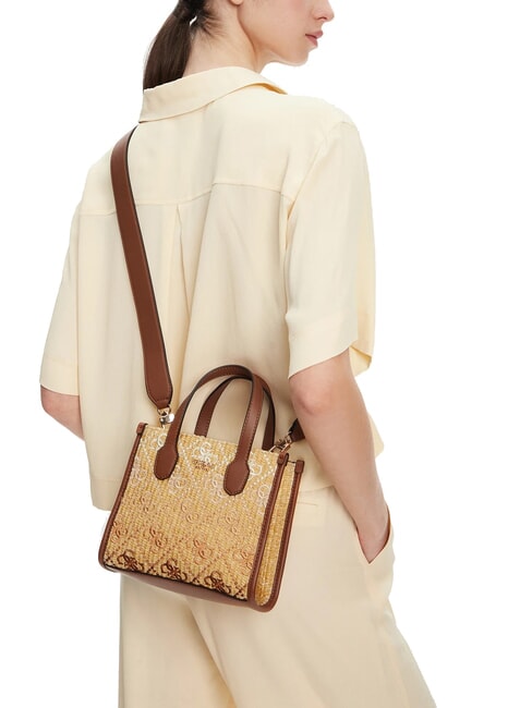 SILVANA Mini Handtasche, mit Schultergurt Cognac / Oliven - Damentaschen