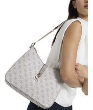 GUESS ZAMIRA  Umh&auml;ngetasche Logo in dunklem Taupe - Damentaschen - 4