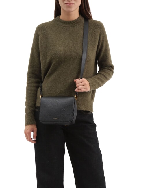 ERIS Mini-Umh&auml;ngetasche aus Leder Schwarz - Damentaschen