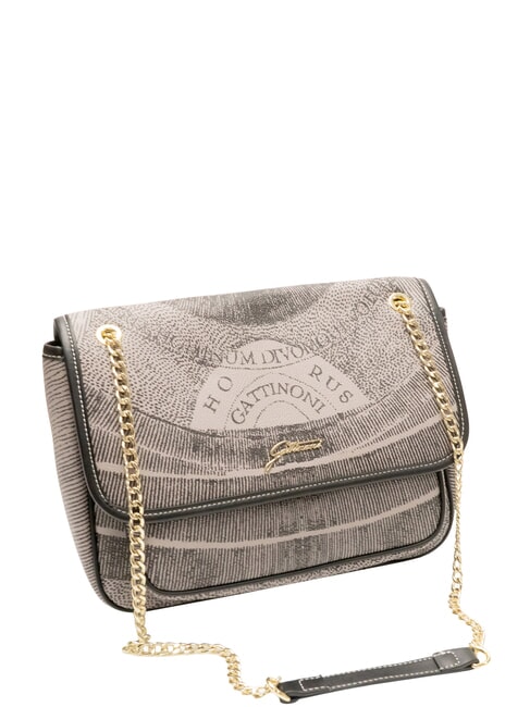 PLANETARIUM Wandelbare Tasche mit &Uuml;berschlag monochrom hellgrau/schwarz - Damentaschen