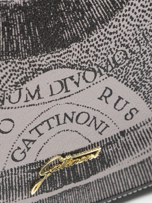 PLANETARIUM Umh&auml;ngetasche mit &Uuml;berschlag monochrom hellgrau/schwarz - Damentaschen