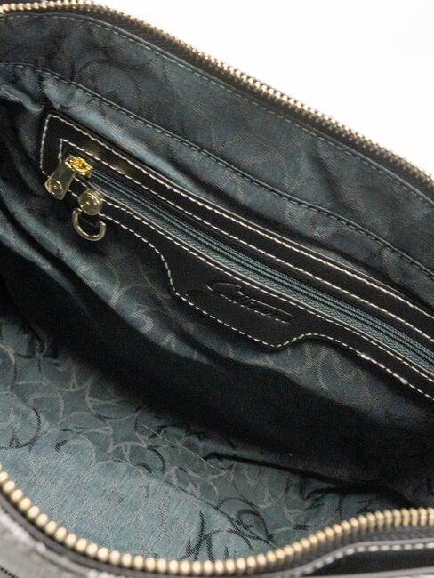 PLANETARIUM Umh&auml;ngetasche mit &Uuml;berschlag monochrom hellgrau/schwarz - Damentaschen