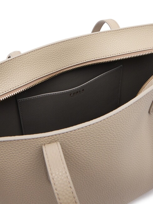 AVA Mittelgro&szlig;e Einkaufstasche aus Leder Innenausstattung: Leinen + Urban Gray. - Damentaschen