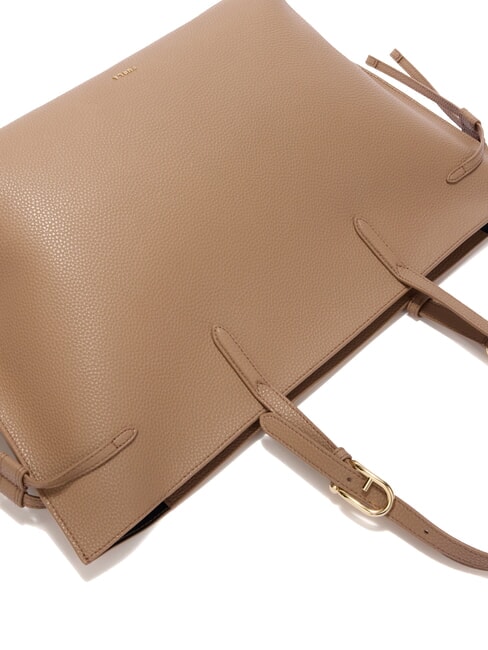 AVA Gro&szlig;e Einkaufstasche aus Leder Toffee+schwarz int. - Damentaschen