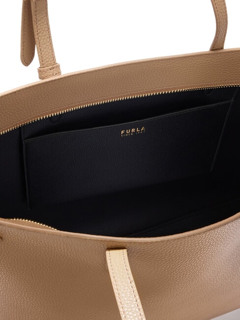 AVA Gro&szlig;e Einkaufstasche aus Leder Toffee+schwarz int. - Damentaschen