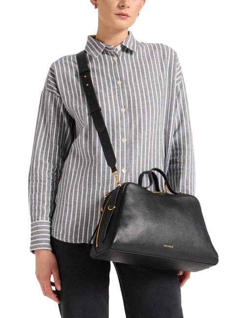 KLICHE Handtasche aus geh&auml;mmertem Leder Schwarz - Damentaschen