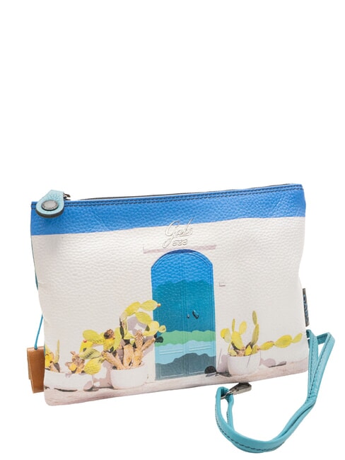 BEYONCE Lederclutch blaue T&uuml;r - Damentaschen