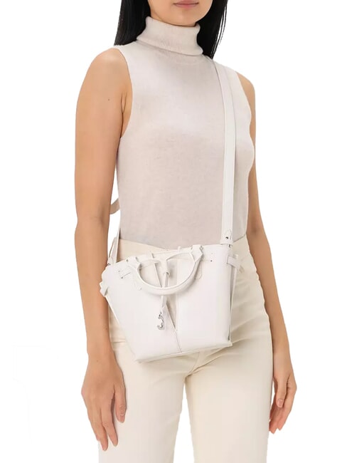 FLORES Kleine Tragetasche aus geh&auml;mmertem Leder Schwarz - Damentaschen