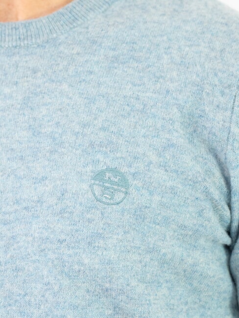 N|S Rundhalspullover mit Logostickerei staubiges Blau - Herrenpullover