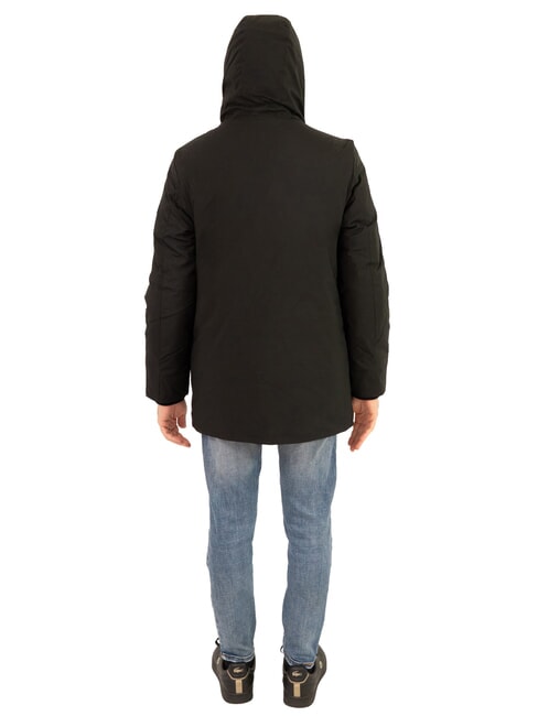 LIGHT SOFT Lange Jacke mit Kapuze Schwarz - Herrenjacken
