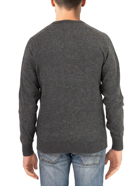 N|S Rundhalspullover mit Logostickerei dunkelgrau meliert - Herrenpullover