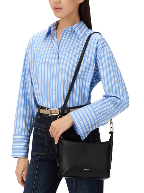 TONIE Kleine Ledertasche mit Schulterriemen Schwarz - Damentaschen