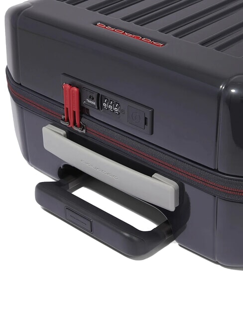 PQ-LIGHT Ultraflacher Kabinentrolley grau/rot - Handgep&auml;ck