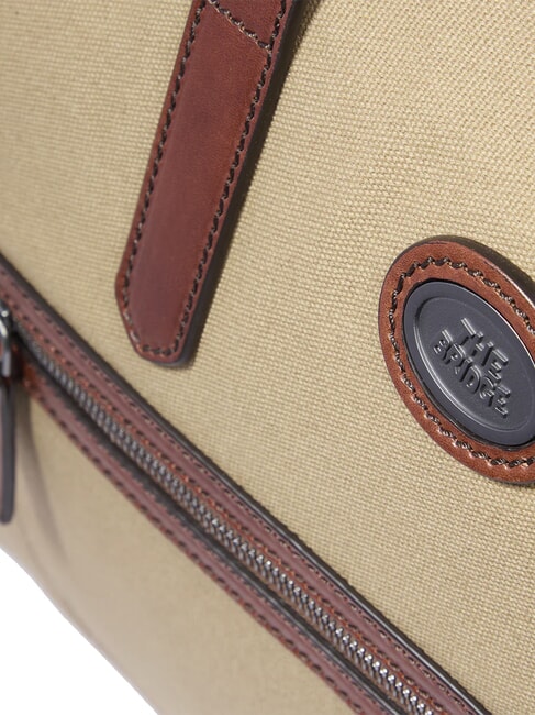 STORY Mittelgro&szlig;e Reisetasche aus Leder und Stoff Natur/Dunkelrutheniumbraun - Reisetaschen