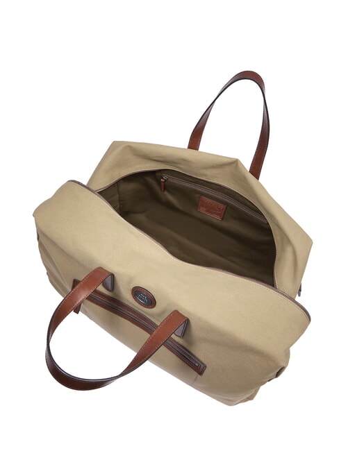 STORY Mittelgro&szlig;e Reisetasche aus Leder und Stoff Natur/Dunkelrutheniumbraun - Reisetaschen