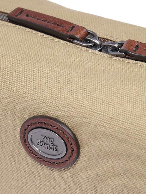 STORY Kosmetiktasche aus Leder und Canvas Natur/Dunkelrutheniumbraun - Beauty-Case