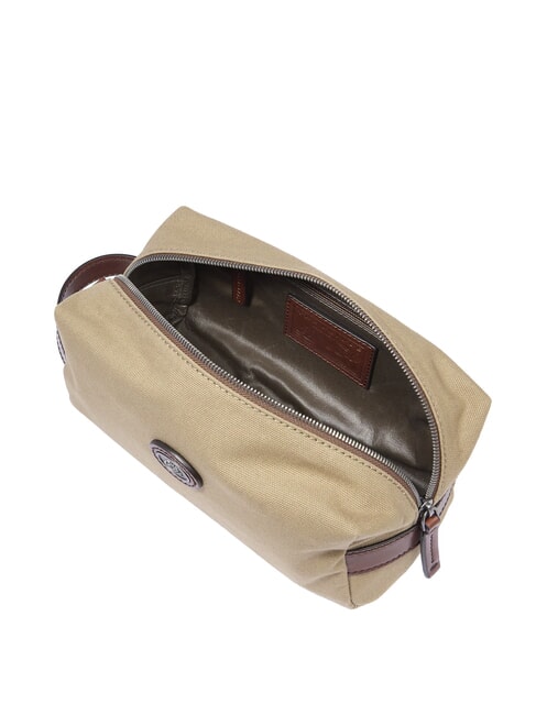 STORY Kosmetiktasche aus Leder und Canvas Natur/Dunkelrutheniumbraun - Beauty-Case