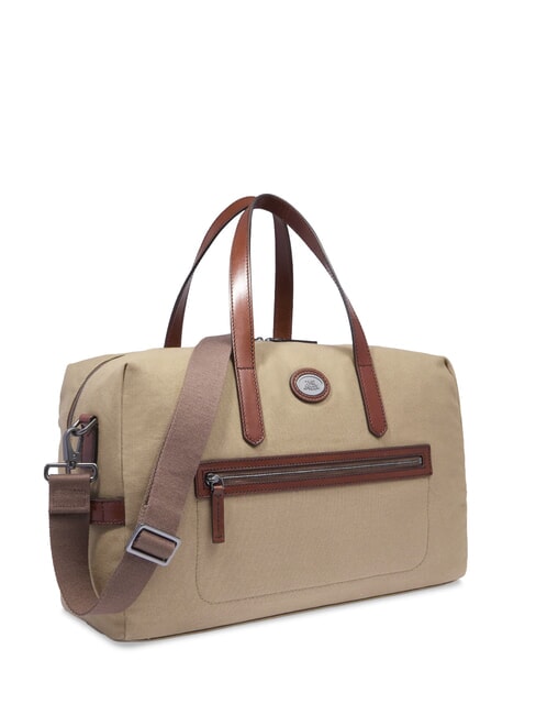 STORY Kleine Reisetasche aus Leder und Stoff Natur/Dunkelrutheniumbraun - Reisetaschen