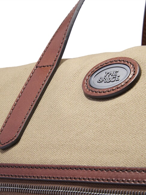 STORY Kleine Reisetasche aus Leder und Stoff Natur/Dunkelrutheniumbraun - Reisetaschen