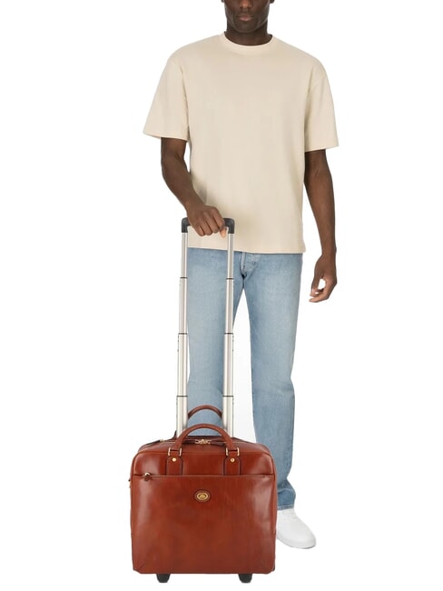 STORY Leder-Trolley f&uuml;r 13-Zoll-Laptop BRAUN - Pilotentrolley