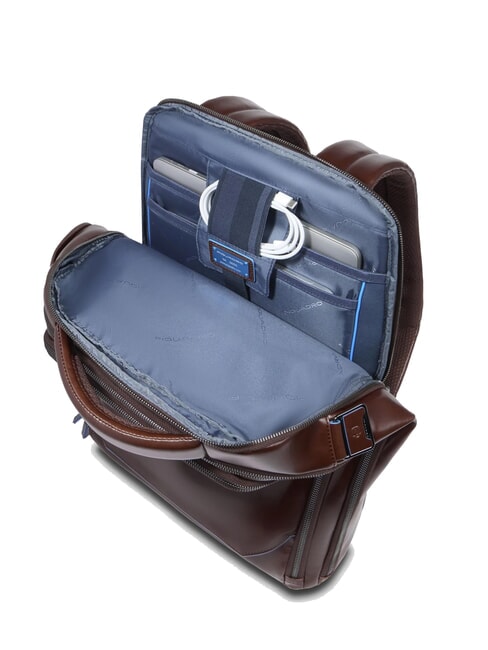 BLUE SQUARE Fast-Check-Lederrucksack f&uuml;r 15,6"-Laptop MAHAGONI - PC-Rucks&auml;cke