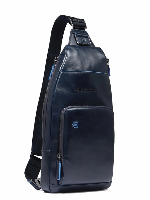 BLUE SQUARE Schultertasche/Rucksack aus Leder mit Mini-Tablet-Halterung Blau - Umh&auml;ngetaschen Herren