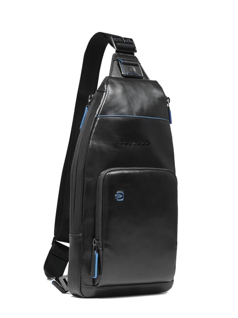 BLUE SQUARE Schultertasche/Rucksack aus Leder mit Mini-Tablet-Halterung Schwarz - Umh&auml;ngetaschen Herren