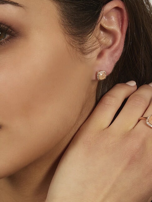 ICY DIAMONDS Quadratische Ohrl&auml;ppchen mit Zirkonia Rose - Ohrringe