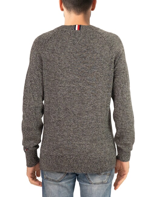 TH Rundhals-Baumwollpullover mit Logostickerei schwarz / mittelgrau htr - Herrenpullover