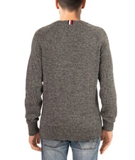 TOMMY HILFIGER TH Rundhals-Baumwollpullover mit Logostickerei schwarz / mittelgrau htr - Herrenpullover - 2