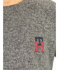 TOMMY HILFIGER TH Rundhals-Baumwollpullover mit Logostickerei schwarz / mittelgrau htr - Herrenpullover - 3