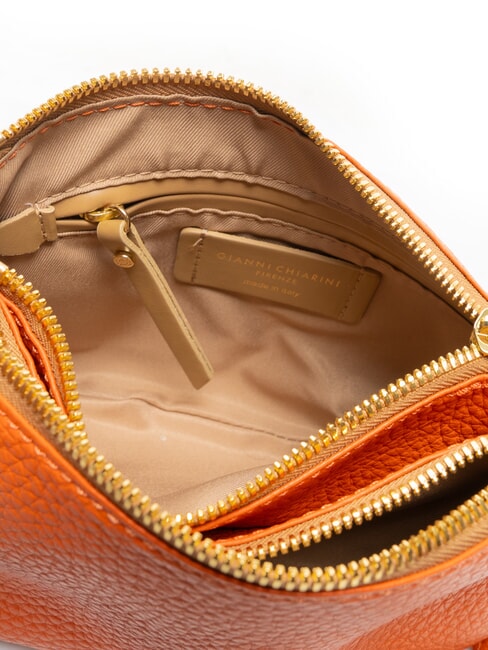 FRIDA Umh&auml;ngetasche aus Leder mit Doppelrei&szlig;verschluss Koralle - Damentaschen