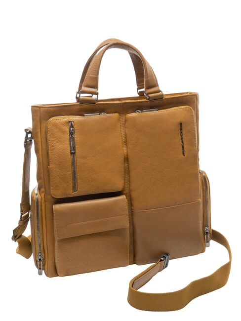 CAMPIONARIO - RONNIE PC-Halter aus Bora-Leder Gelb - Damentaschen