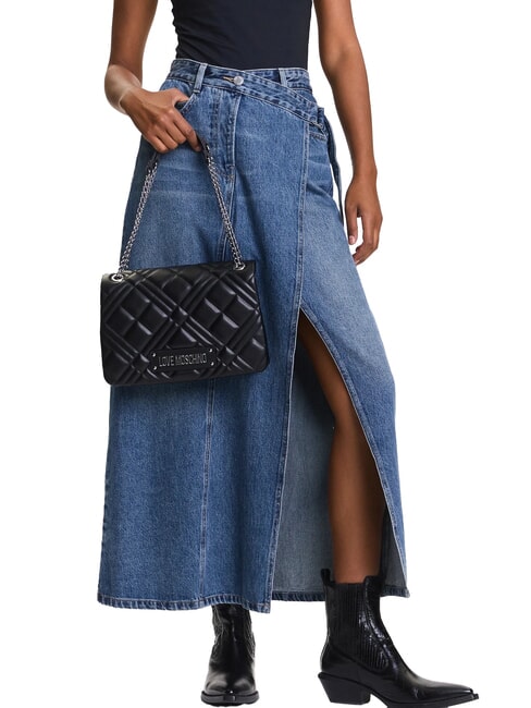 QUILTED Schultertasche mit Kette Schwarz Schwarz - Damentaschen