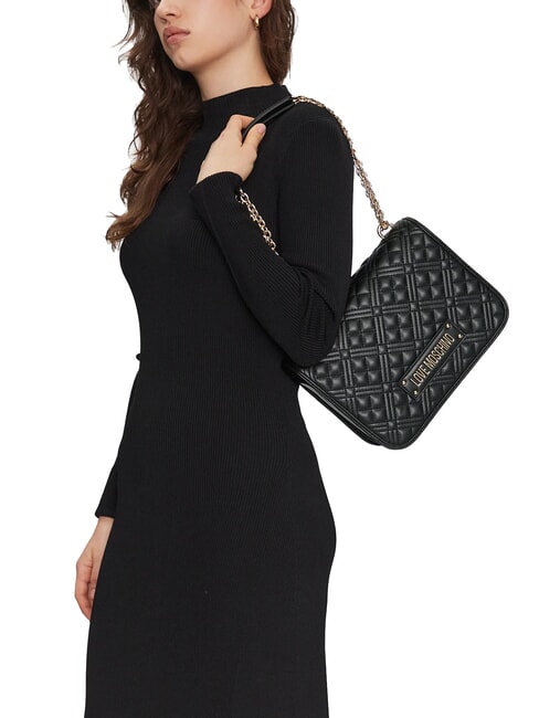 QUILTED Schultertasche, Umh&auml;ngetasche Schwarz - Damentaschen