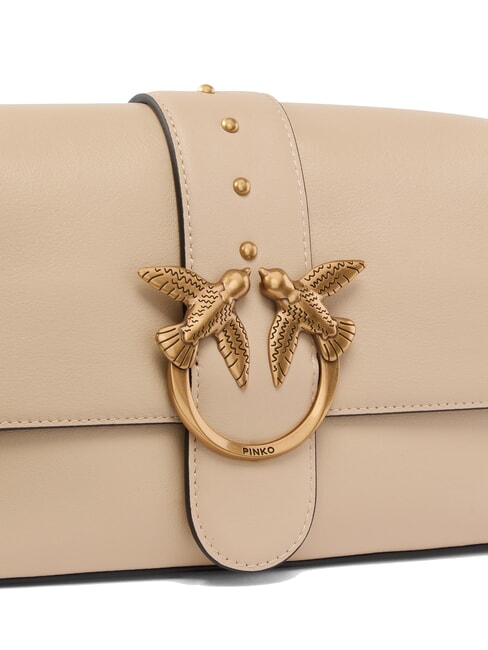 LOVE ONE CLASSIC SLOUCHY Umh&auml;ngetasche aus Leder Beige-Rauchgrau-Antikgold - Damentaschen