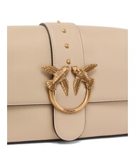 PINKO LOVE ONE CLASSIC SLOUCHY Umh&auml;ngetasche aus Leder Beige-Rauchgrau-Antikgold - Damentaschen - 3