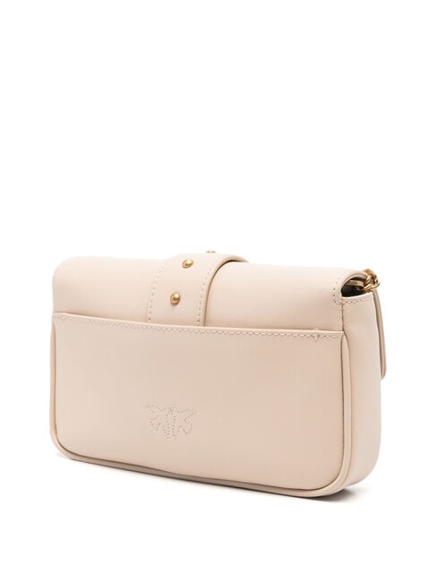 LOVE ONE POCKET Umh&auml;ngetasche aus Leder Beige-Rauchgrau-Antikgold - Damentaschen