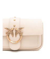 PINKO LOVE ONE POCKET Umh&auml;ngetasche aus Leder Beige-Rauchgrau-Antikgold - Damentaschen - 3