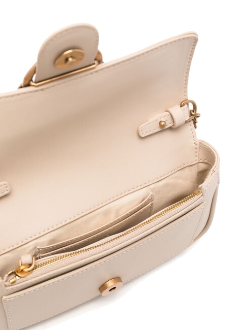 LOVE ONE POCKET Umh&auml;ngetasche aus Leder Beige-Rauchgrau-Antikgold - Damentaschen