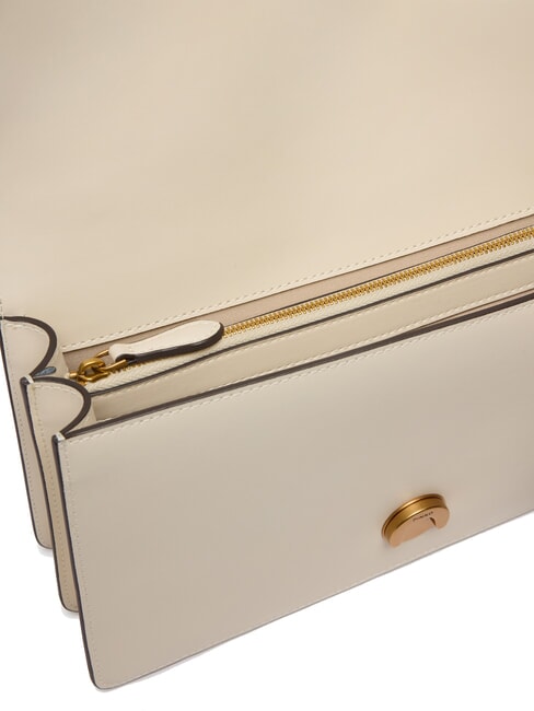 LOVE ONE CLASSIC Umh&auml;ngetasche aus Leder mit &Uuml;berschlag Seide wei&szlig;-antikgold - Damentaschen