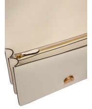 PINKO LOVE ONE CLASSIC Umh&auml;ngetasche aus Leder mit &Uuml;berschlag Seide wei&szlig;-antikgold - Damentaschen - 4