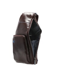 PIQUADRO BLUE SQUARE Schultertasche/Rucksack aus Leder mit Mini-Tablet-Halterung MAHAGONI - Umh&auml;ngetaschen Herren - 6