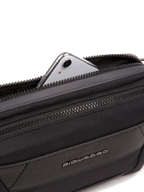 TRAKAI G&uuml;rteltasche aus Leder und Stoff Schwarz - H&uuml;fttaschen