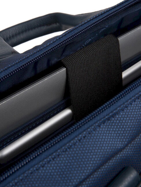 TRAKAI Aktentasche aus Leder und Stoff f&uuml;r 14-Zoll-Laptops Blau - Arbeitstaschen