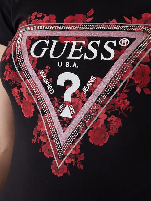 FLOWERS TRIANGLE Kurzarm-Stretch-T-Shirt jetbla - T-Shirts und Tops f&uuml;r Damen